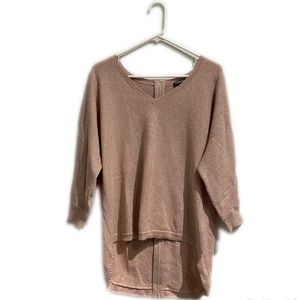 Express Zip Back Hi-Lo Shimmer Sweater - Pink